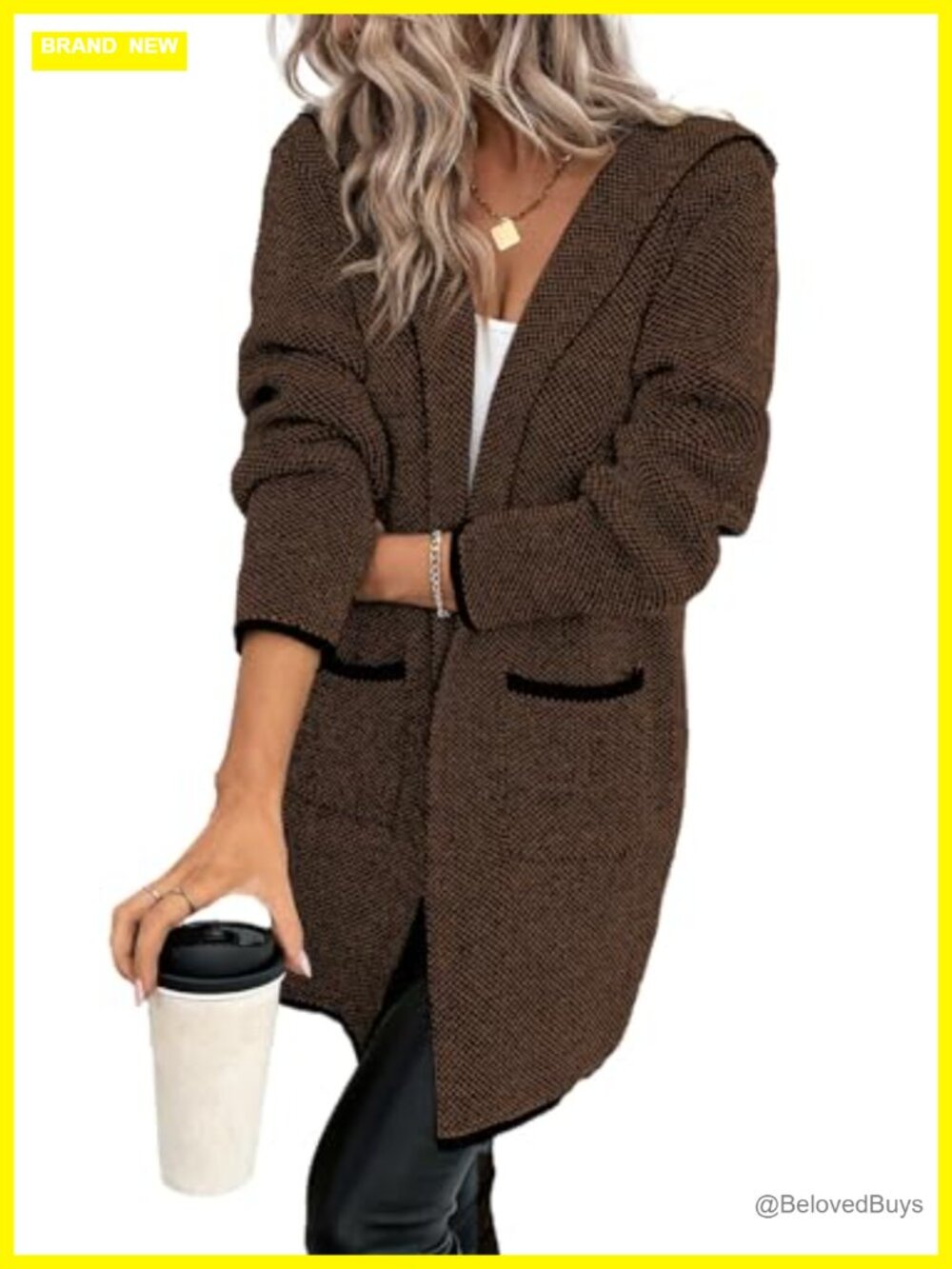 Hooded Cardigan Sweater Women Fall Outfit Open Front Oversized